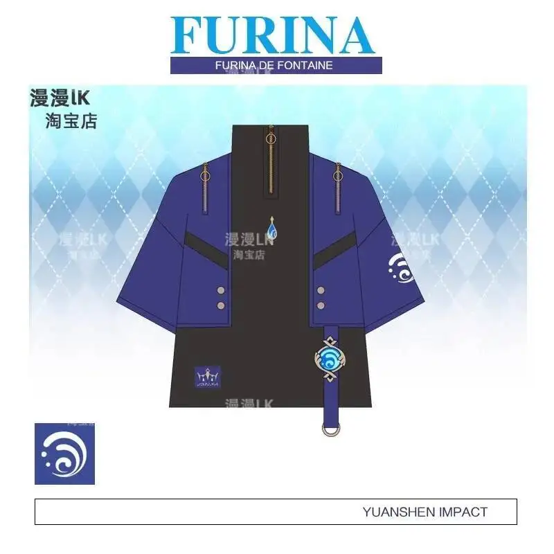 Game Honkai: Star Rail Cosplay Furina Focalors Women Men Summer Uniform Short Sleeved Shorts T-Shirt Student Suit Costumes