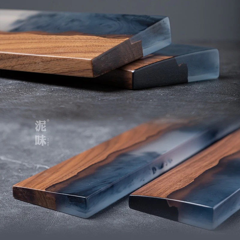 Walnut Solid Wood Hand Rest Resin New Chinese Style Artistic Sense Mechanical Keyboard Support Palm Rest Custom for Gamer Gift