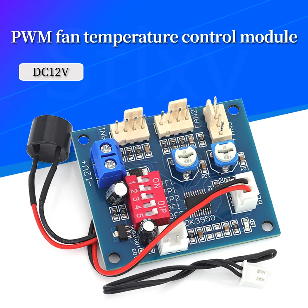 PWM PC CPU Fan Temperature Control Speed Controller Board Speed Controller Temperature Probe Buzzle DC 12V 5A