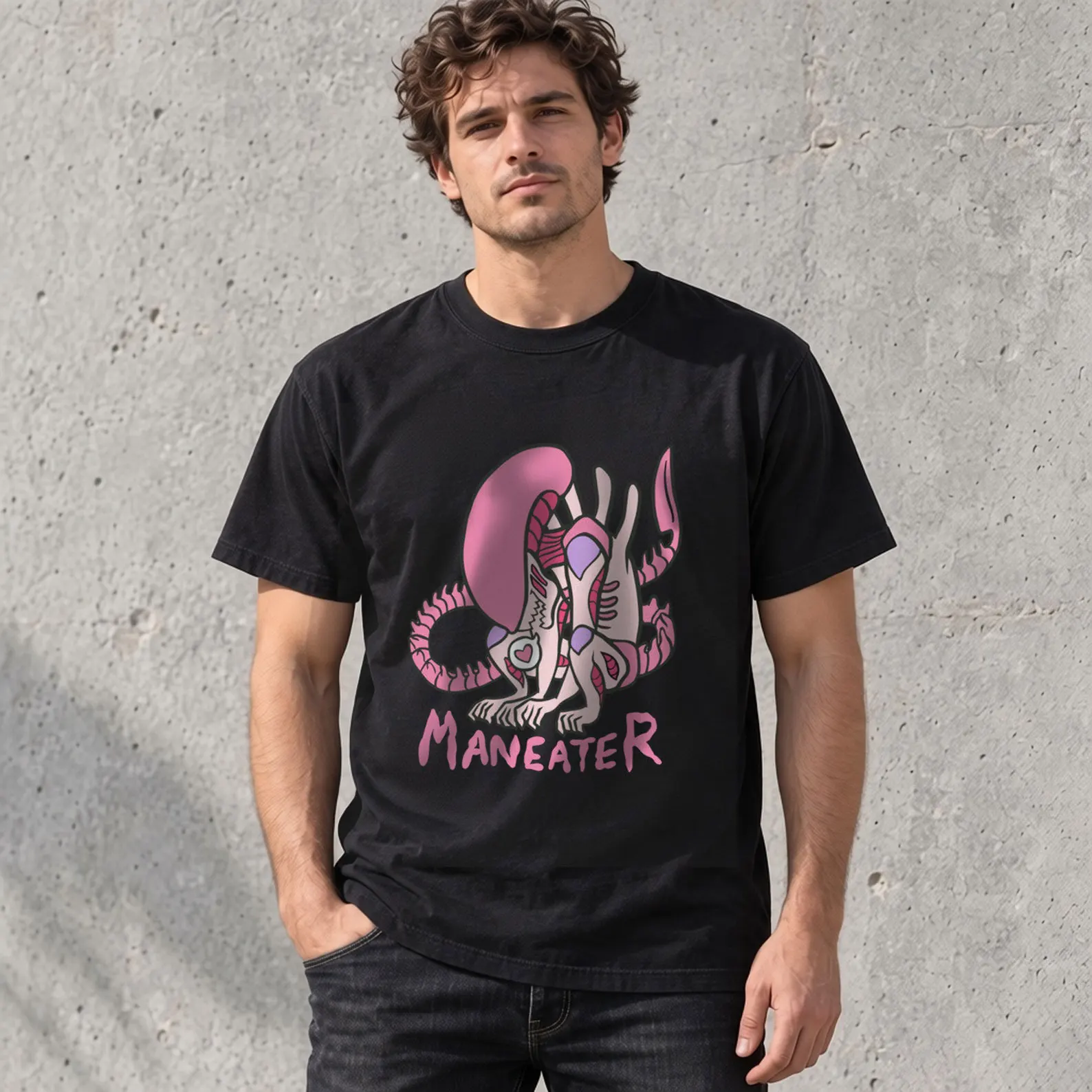 Pink Xenomorph Alien Movie Ellen Ripley Graphic T-Shirt Retro Horro Sci-Fi LV-426 Wayland-Yutani Unisex Vintage Short-Sleeve Tee