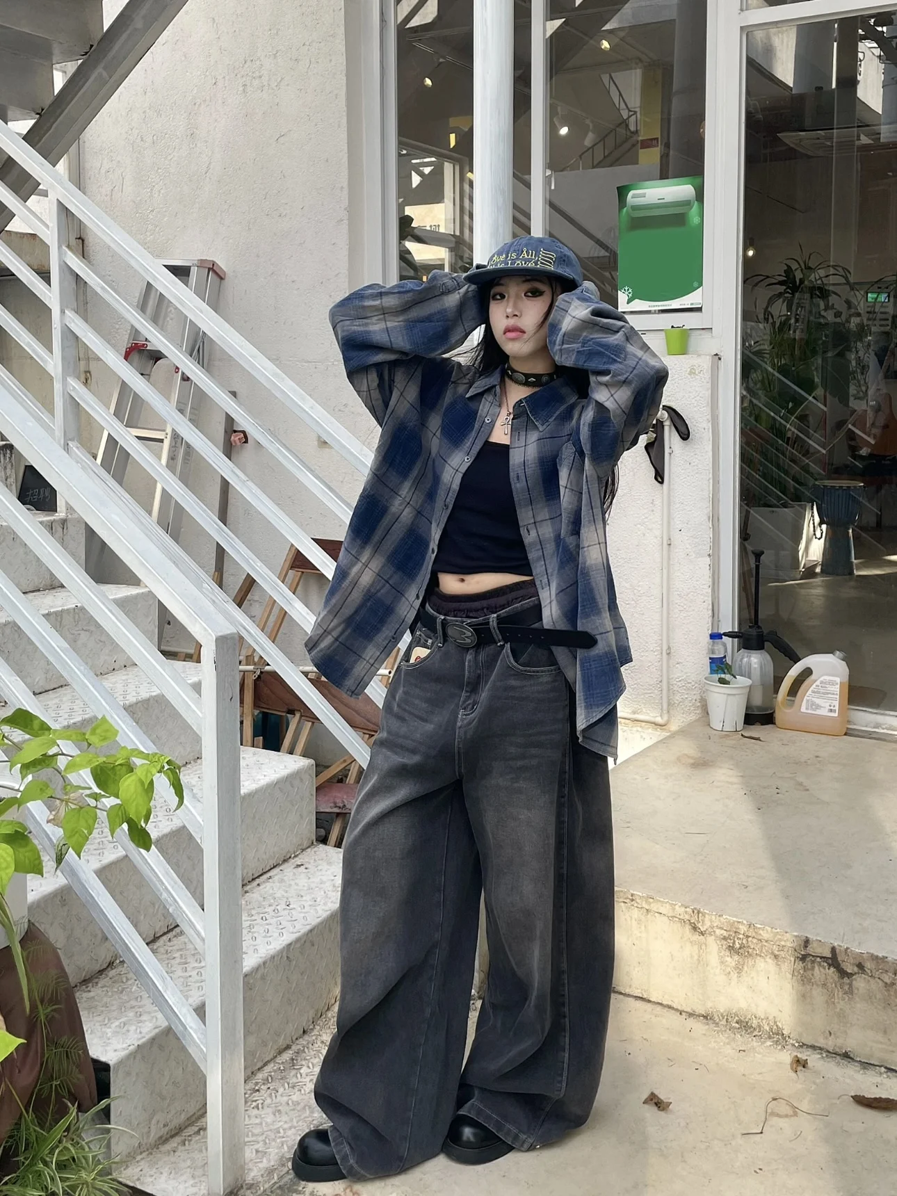 

American Retro Plaid irt Loose Casual Long Sve Women's Sle Autumn New Version Outerwear Coat for Both Men And Women