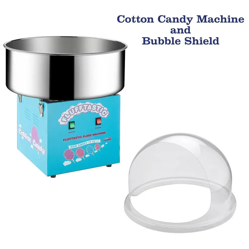 Cotton Candy Machine 1000W Flufftastic Floss Maker Stainless Steel Bowl Dome Clear Cover Parties Events
