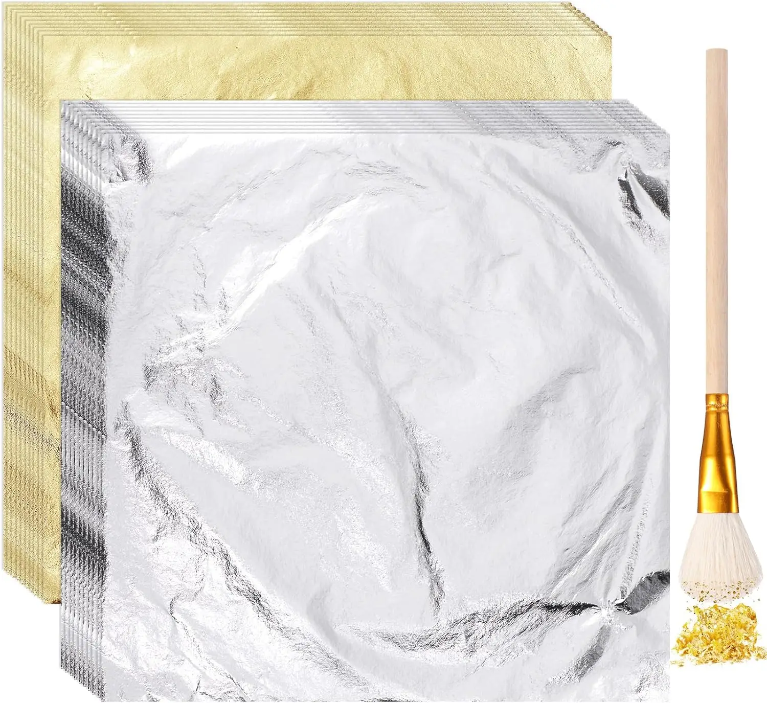 

100 Gold Leaf Sheets for Art, 5.5 x 5.5 Inches, Gilding Foil for Crafting & Decoration