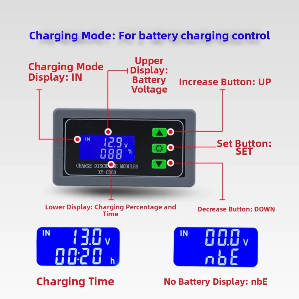 30A Lithium For Battery Charge Discharge Controller DC 6-60V Auto Stop Voltage Protector With LCD Display For Solar Power System