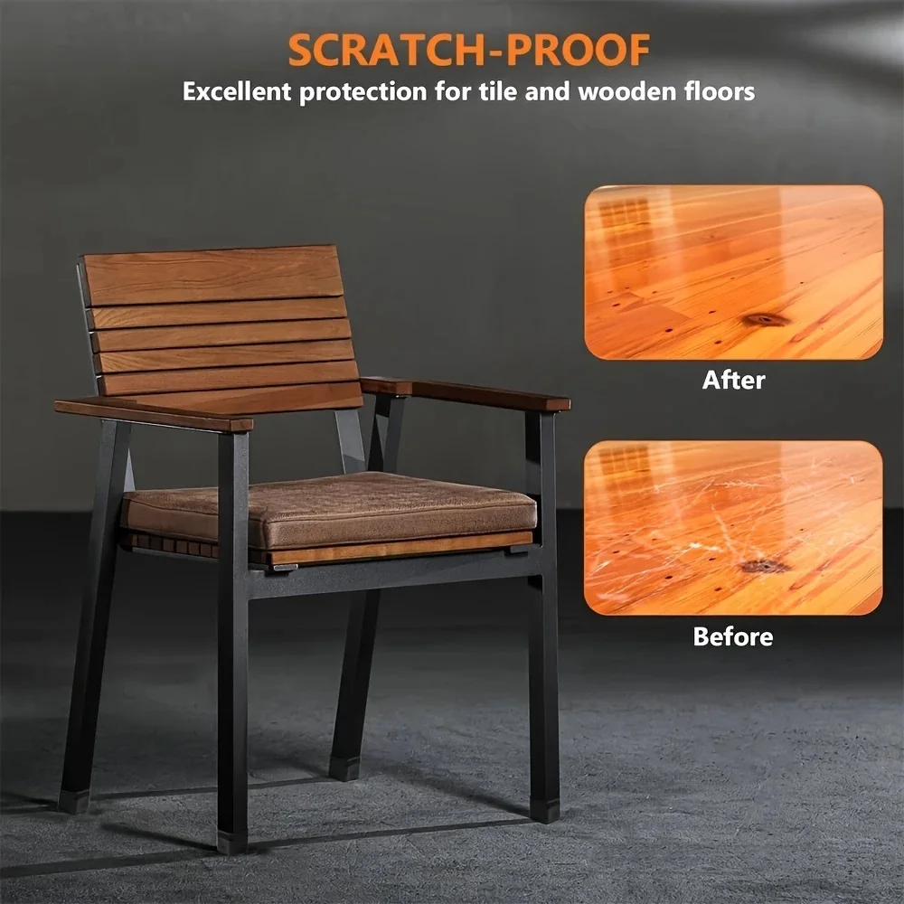 16 Pcs Silicone Chair Leg Protectors Black Furniture Feet Covers with Felt Pads Anti-Scratch for Hardwood Tile Floors image 4