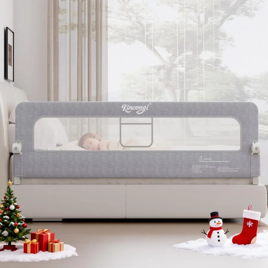 Rail for Toddlers, 71 Inch Wider UShape Base Toddler Bed Rails, Swing Down Breathable Baby Bed Rail Guard for King, Queen, Full,