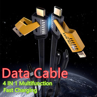 Type C Fast Charging Cable USB To Type C Lightning Magnetic 4-in-1 Mecha Style For iPhone  iPad Samsung Xiaomi Huawei OnePlus