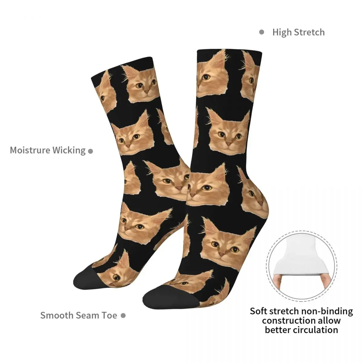 Orange Tabby Cat Portrait Socks Harajuku Super Soft Stockings All Season Long Socks Accessories for Unisex Gifts