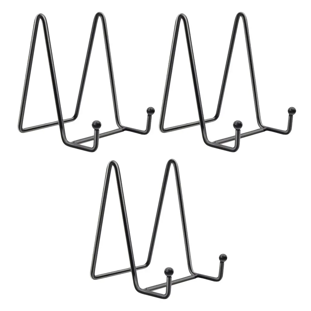 

3pcs Iron Display Stands Artwork Stands Picture Plate Holders Decorative Easel Storage Racks Metal Frame Trays Dinner Room