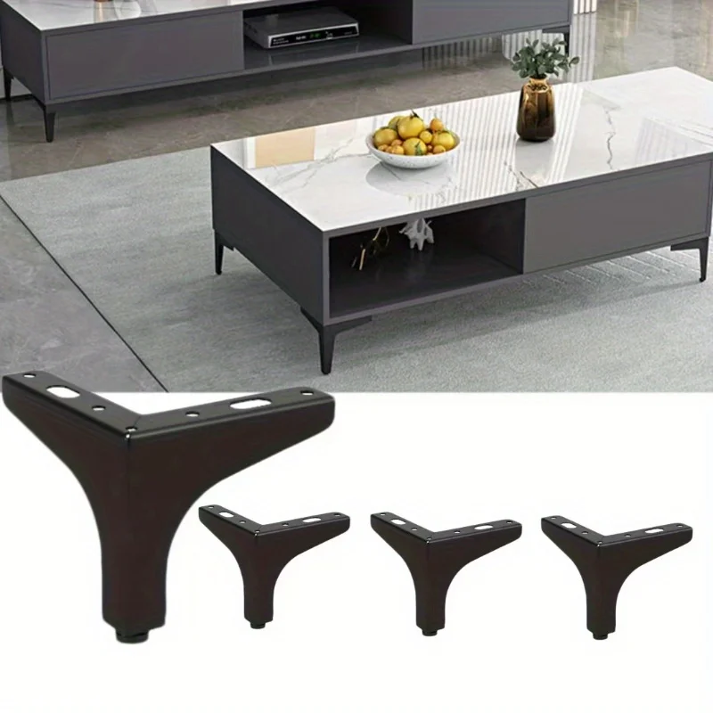 أرجل أثاث معدني حديث 10 سم مكونة من 4 قطع - أرجل مثلثة للخزائن والأرائك والطاولات، قطع غيار مصقولة ذاتية الصنع #3