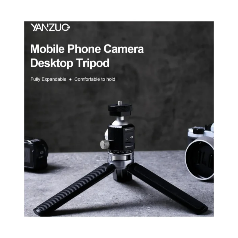 YANZUO Desktop Tripod with Double Boots Constant Spherical PTZ Stand Foldable Hand Grip for DSLR Stabilizer