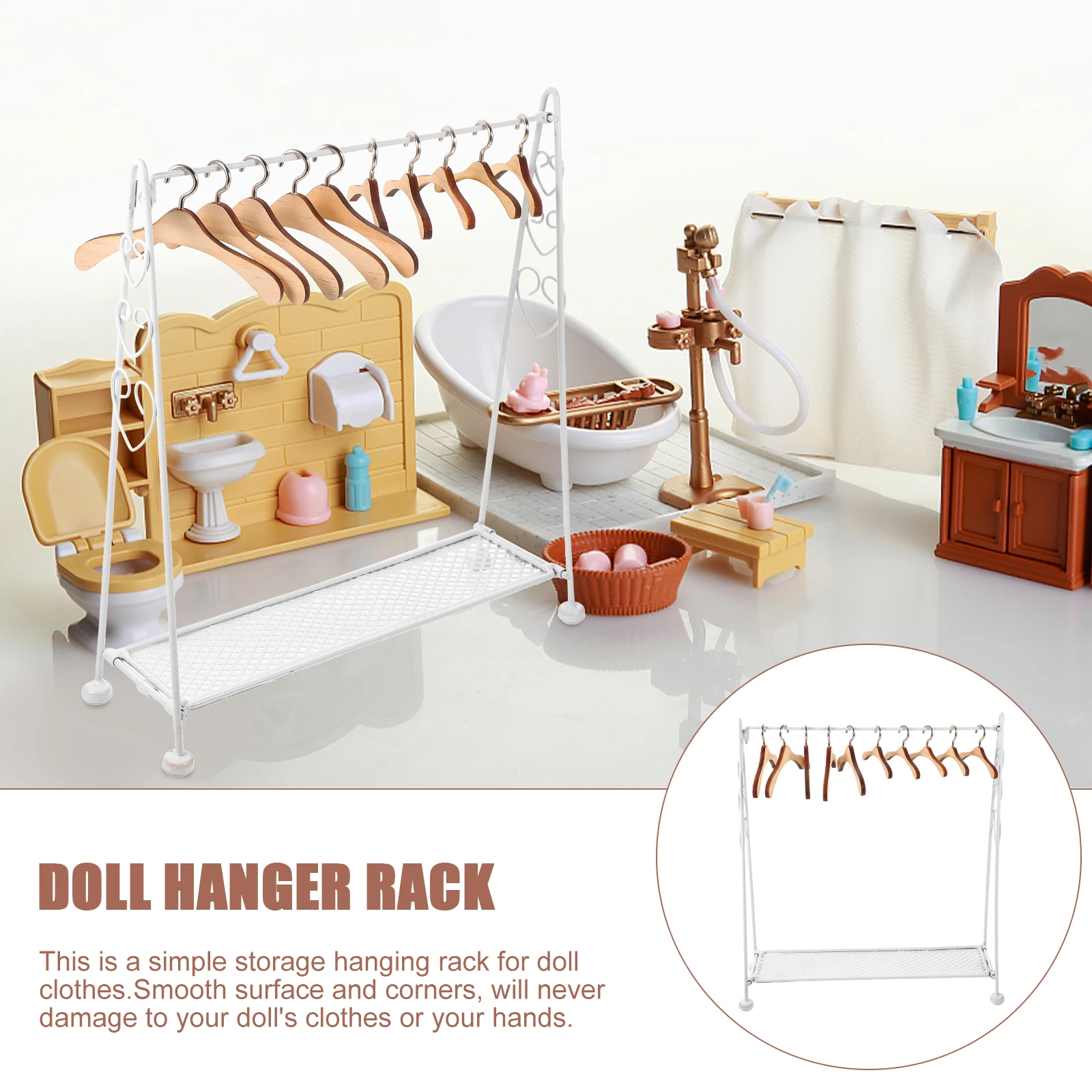 

Folding Hanger Clothes Hanging Rack Miniature Metal Stand Miniatures Dollhouse Accessories Portable Small Hangers