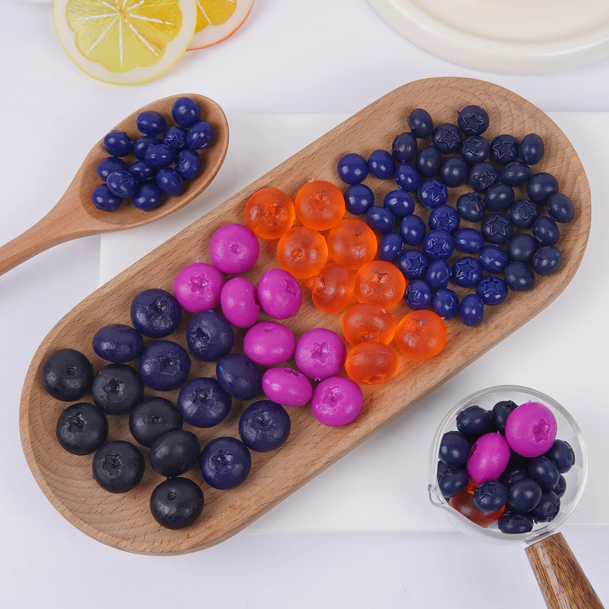 

5pcs Artificial Blueberry Orange Berry Mini Fruit Model Dessert Cake Accessories Kitchen Scale Ornaments Simulation Decoration