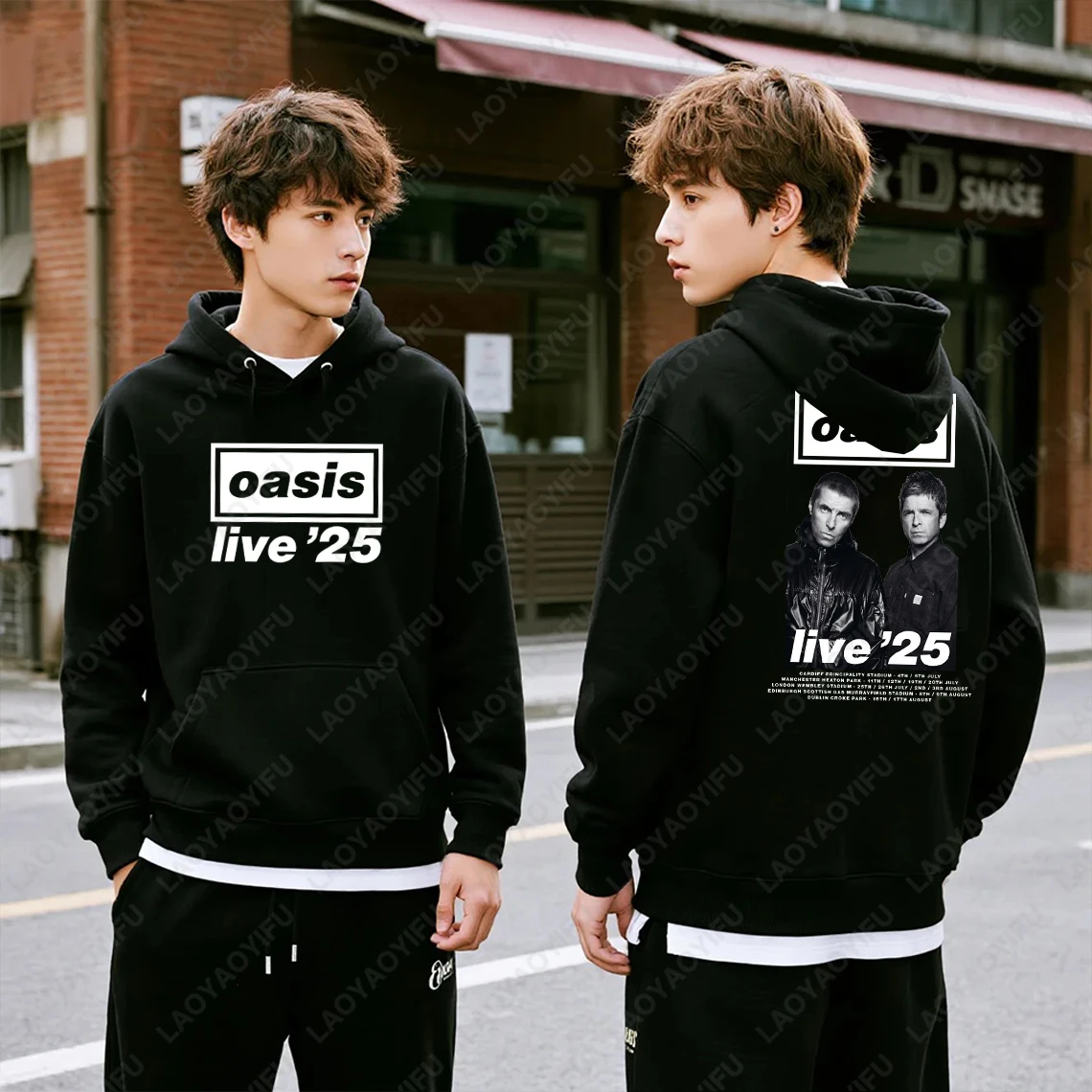 

Толстовка Oasis Tour 2025 Live Concert Merch Толстовка с двусторонним принтом для женщин и мужчин Концертная мода в стиле хип-хоп с длинным рукавом