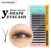 NAGARAKU YY Shape Triple Tips Hand Woven Premium Soft Light Natural Eyelashes Extension Supplies Makeup Mesh Net Cross Lash