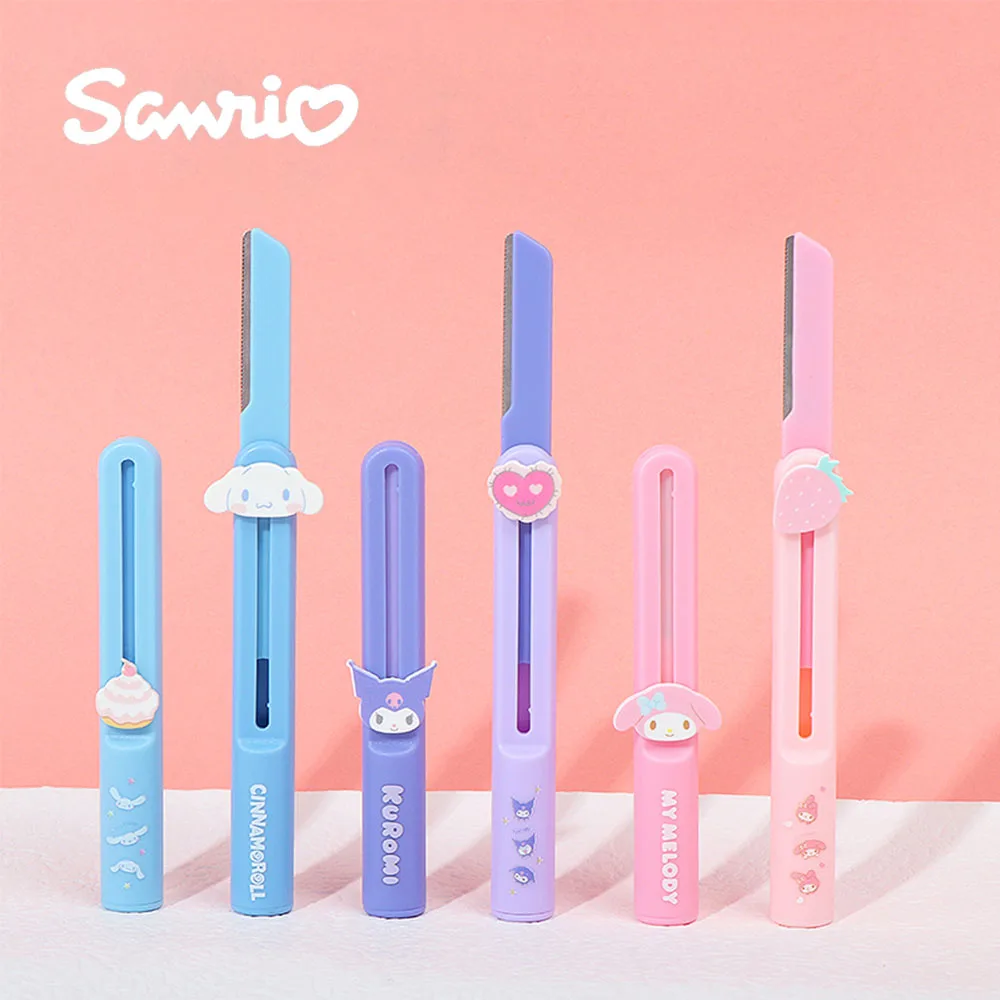 Sanrio przenośny chowany brwi Trimmerl Kawaii Cinnamoroll moja melodia Kuromi dziewczyna serce bezpieczne do golenia brwi nóż Anime