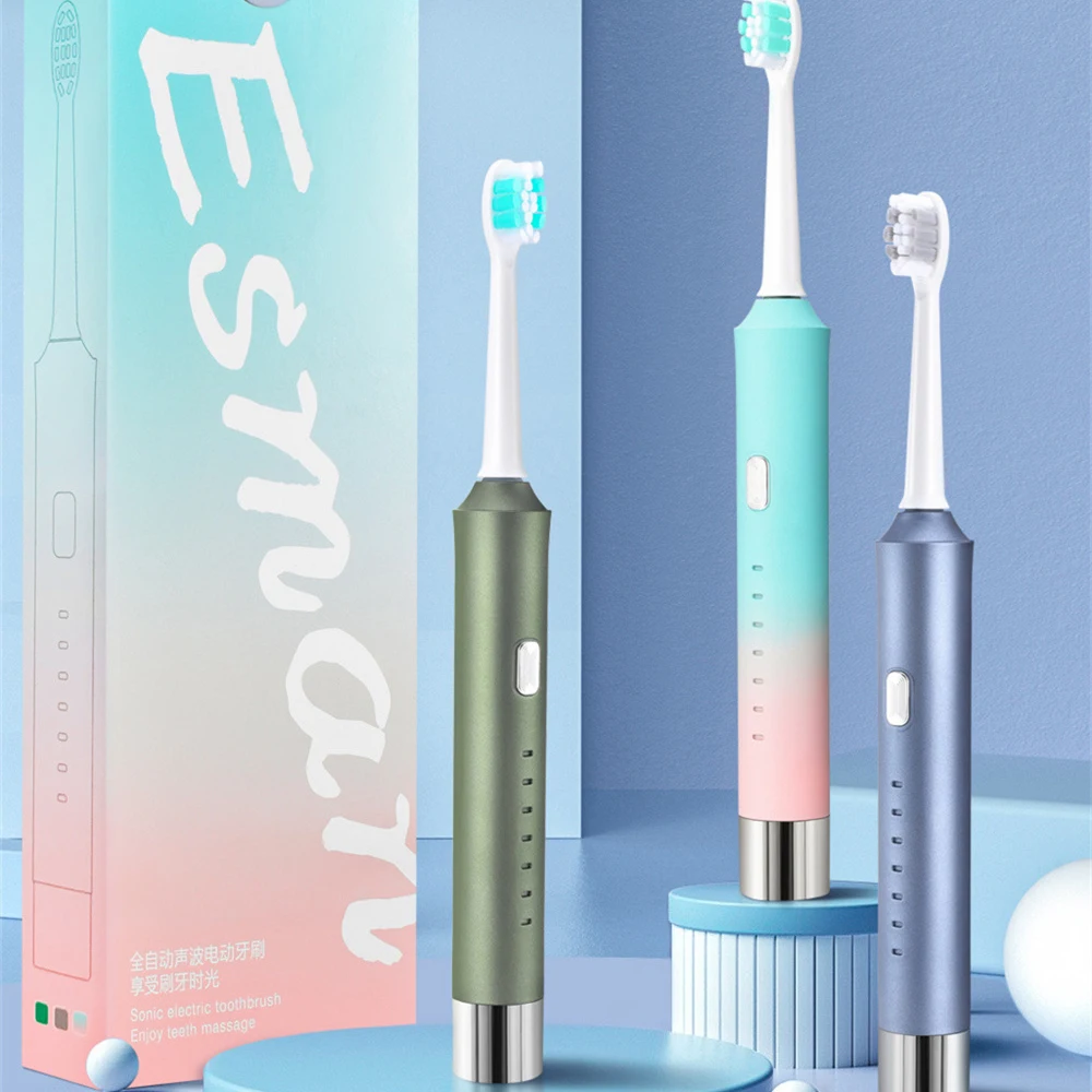 Electric Toothbrush Six Vibration Modes Adult Couple Fully Automatic Bristles Ultrasonic Tooth Brushes Replacement Heads Set