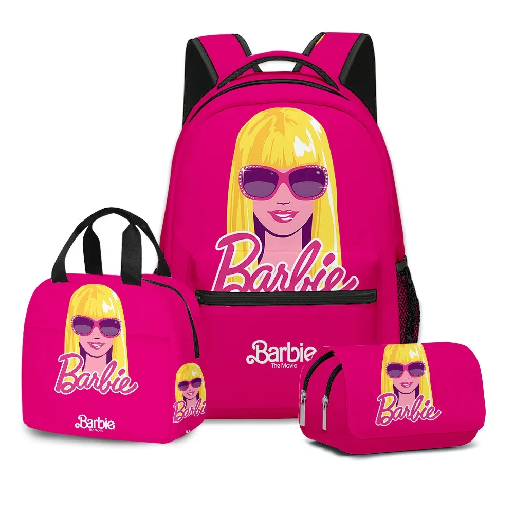 Barbie School Bag Backpack Lunch Bag Pencil Case Set Student Stationery Back To School Supplies Cute Cartoon Girl Pink Bags Gift