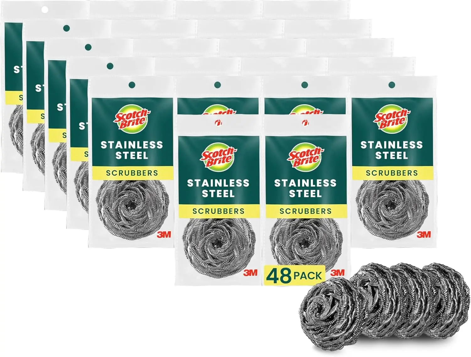 

Stainless Steel Scrub Pads, 48 Pack for Tough Cleaning on Dishes and Cookware