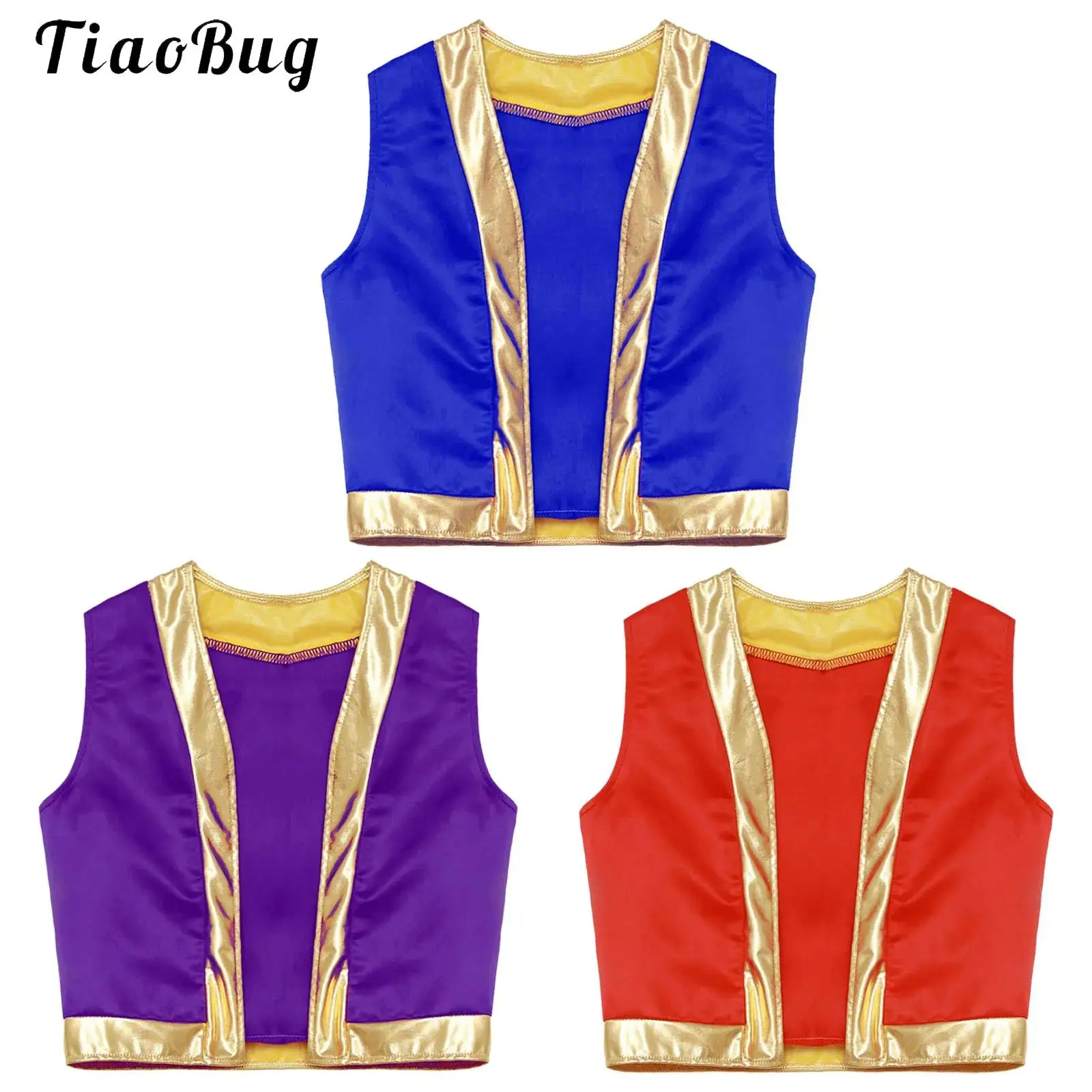

Boys Girls Halloween Toad Vest Waistcoat Open Front Metallic Shiny Game Character Cosplay Costume for Carnival Party Role Play