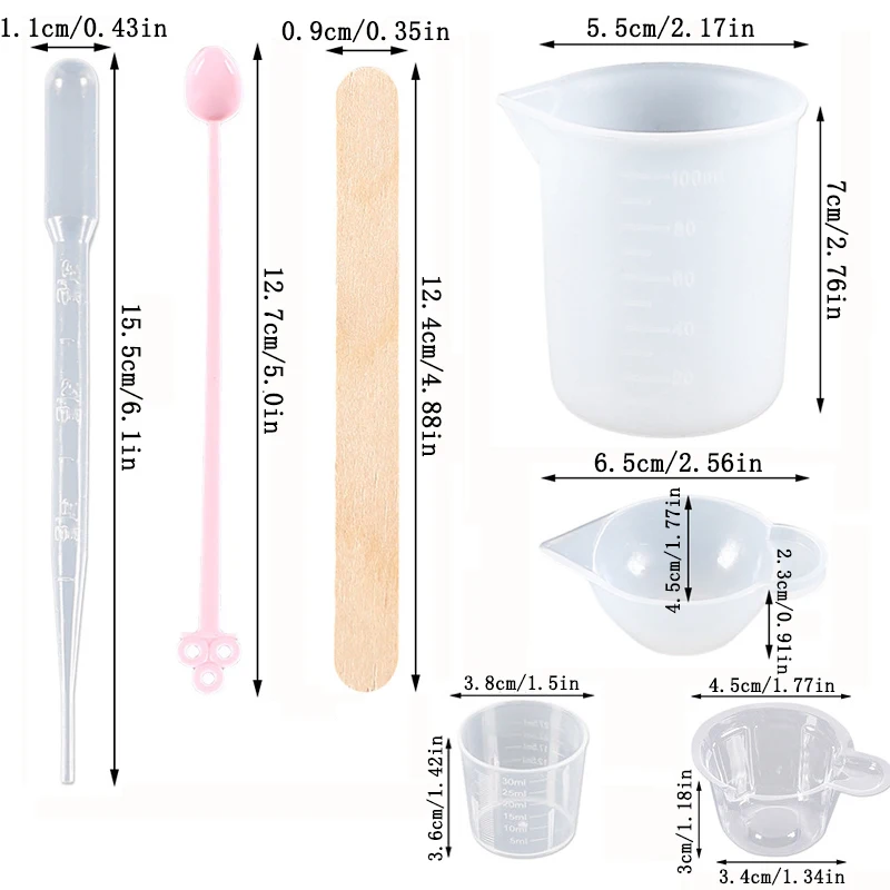 Uv Epoxy Resin Casting Tools Kit Include Measuring Cups Dropper DIY Jewelry Casting Making Supplies for Beginners