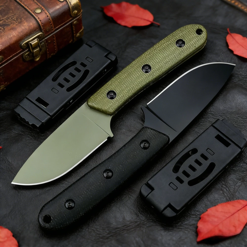 

New Sheathed Survival Fixed Blade Knife High Hardness D2 Blade Micarta Wooden Handle Jungle Outdoor Knife Camping Cutting Knife