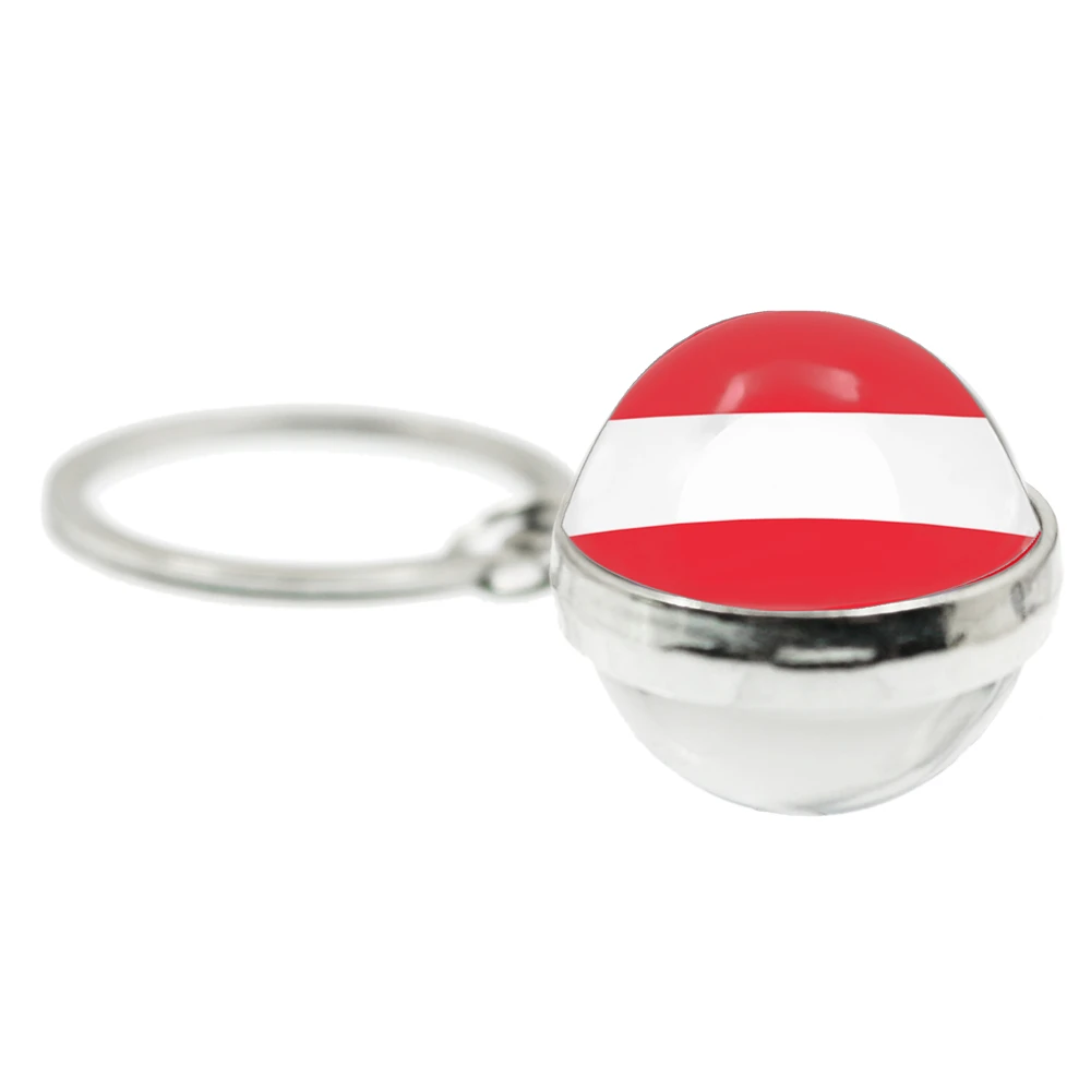 National Flag Series Double-Sided Glass Ball Keychain Palestine,Thailand,Cyprus,Egypt,Colombia,Tunisia,Austria,Iceland,Cambodia