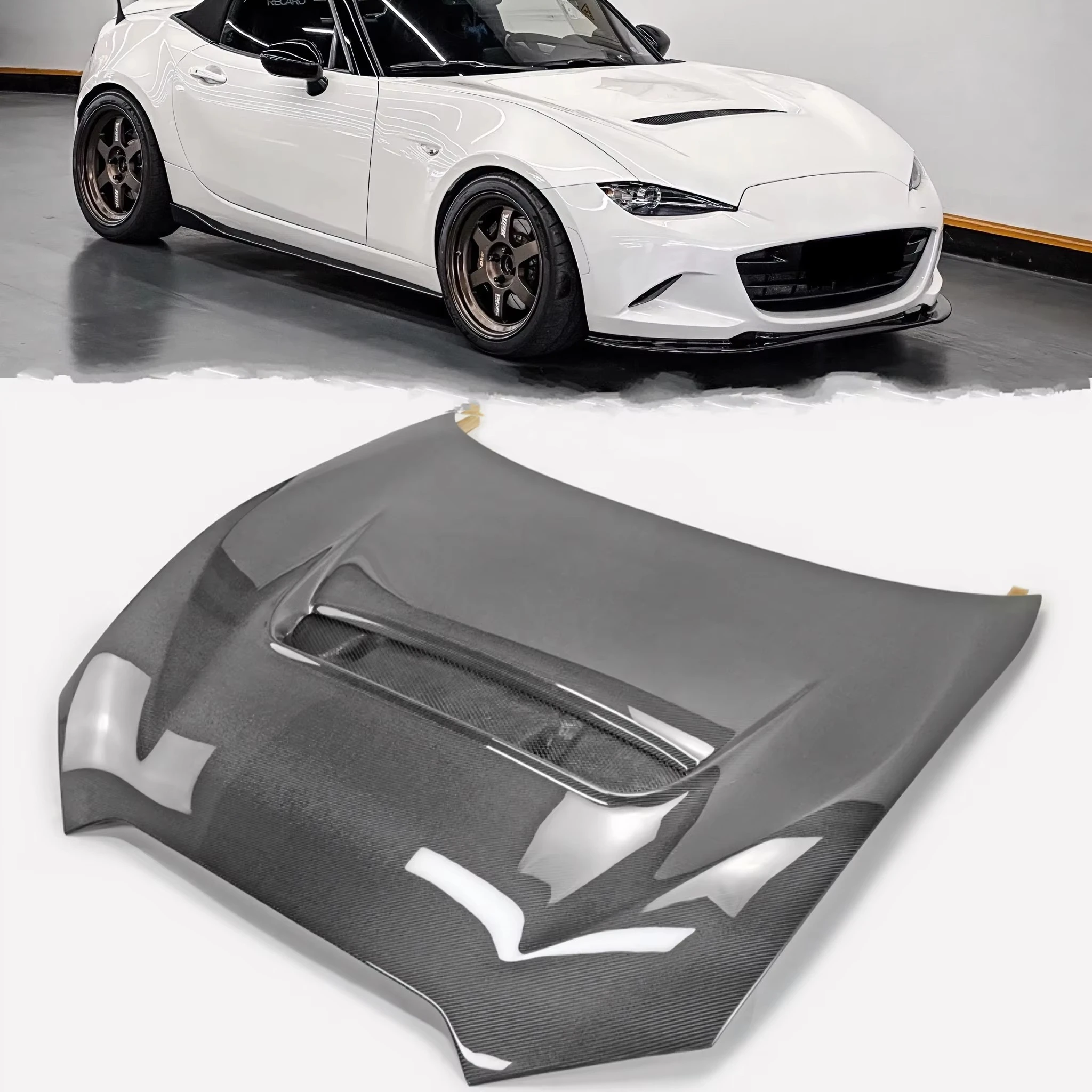 For  MX5 Miata ND GV Vented Front Hood  Carbon Fiber Head Cover Car Modification Accessories