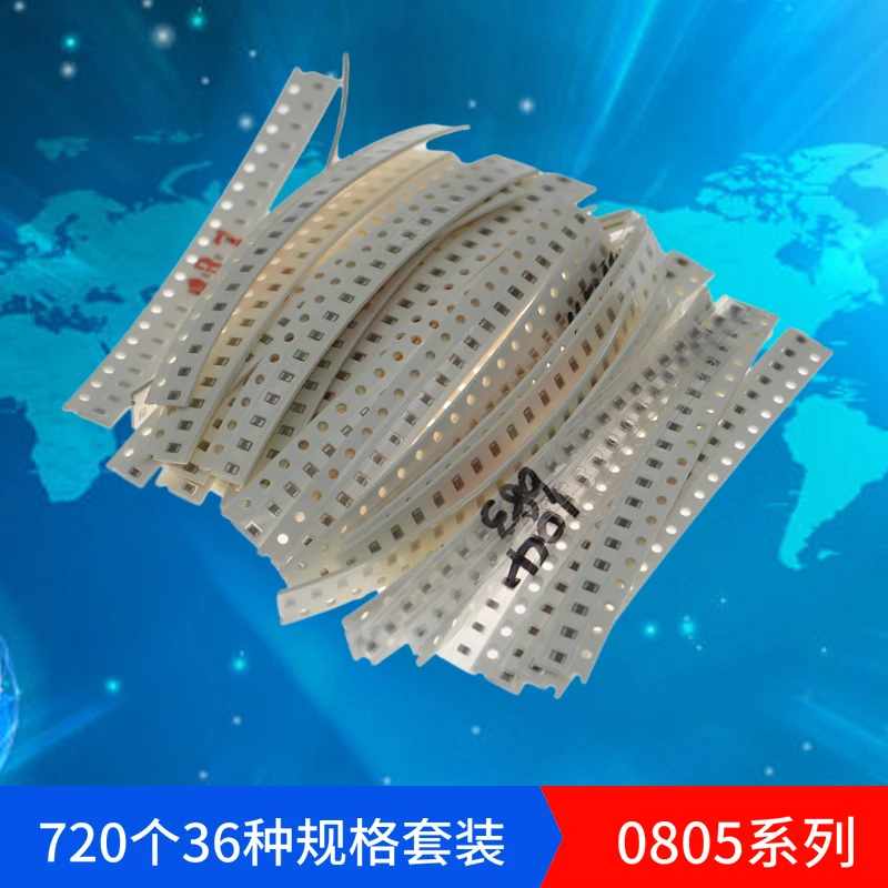 0805 Capacitor SMD 36 valores * 20pcs = 720pcs 1pF ~ 10uF Kit de amostras 10NF 22NF 33NF 47NF 68NF 100NF 220NF 470NF 1UF 2.2UFF 4.7UF 10UF