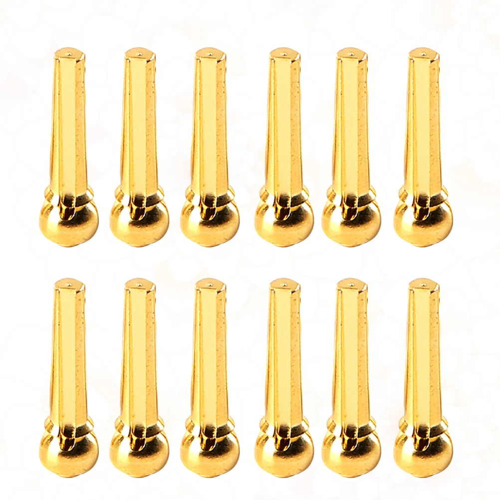 

12 PCS Acoustic Guitar Pegs Bridge Pin Guitars Replacement Metal End Golden Pins