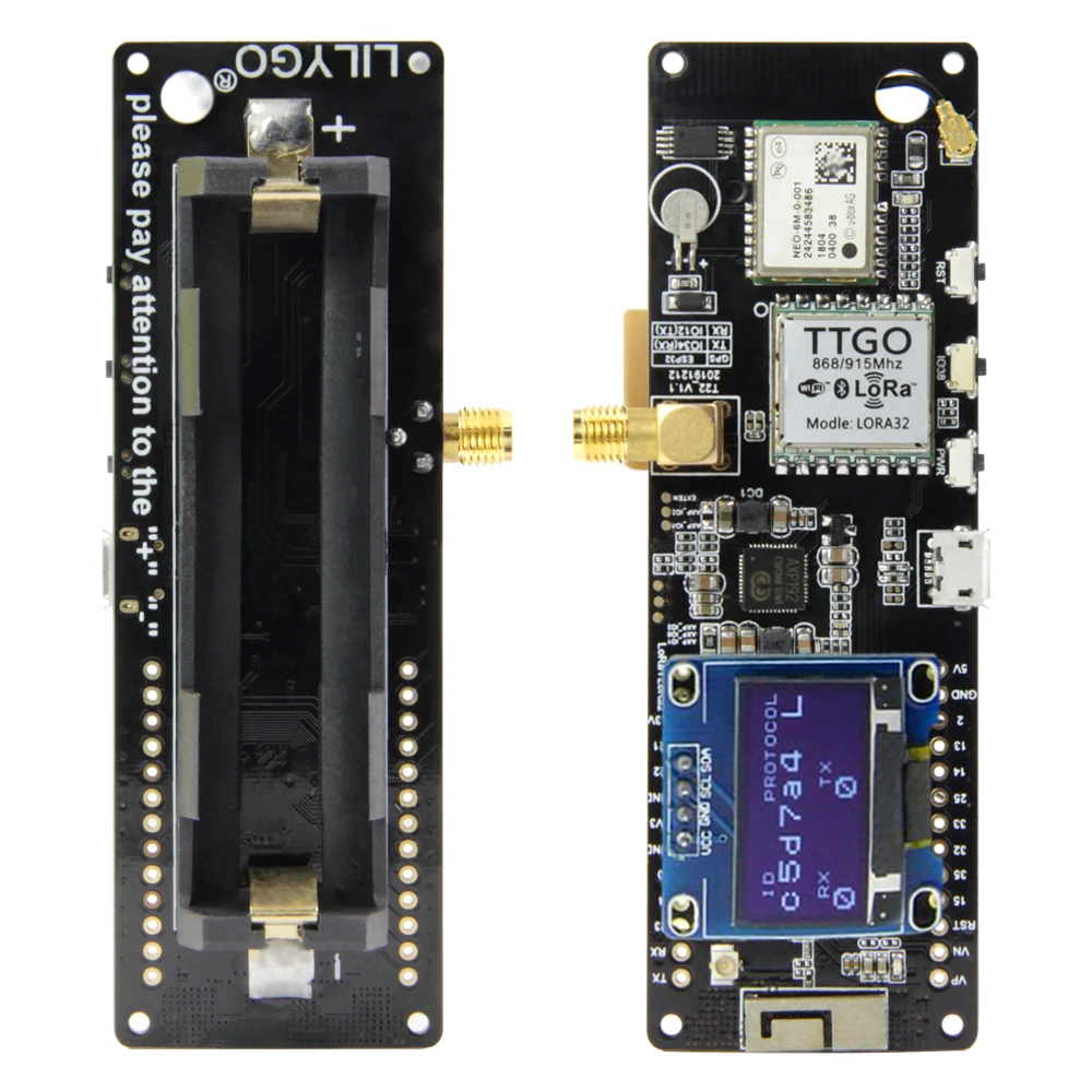 Imagem -03 - Módulo Bluetooth Wifi T-beam Suporte de Bateria com Oled V1.2 433 Mhz 868 Mhz 915 Mhz 923mhz Gps Neo6m Sma 18650