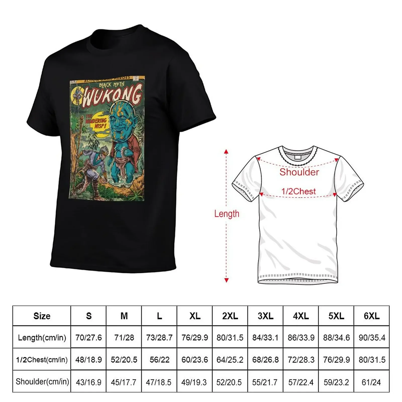 The Wandering Wisp! Black Myth Wukong Comic Book Cover Fan Art T-Shirt oversized graphics new edition outfits for men