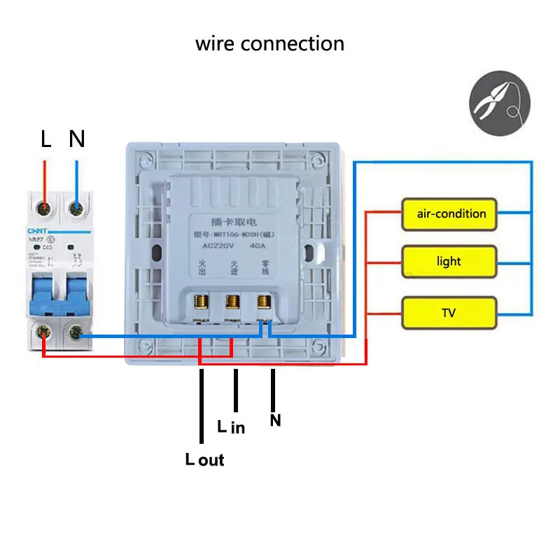 Hotel Energy Saving Switch 86 Type Magnetic Card Insert For Power 8800W 40A Three Line With 15s Delay Power Socket