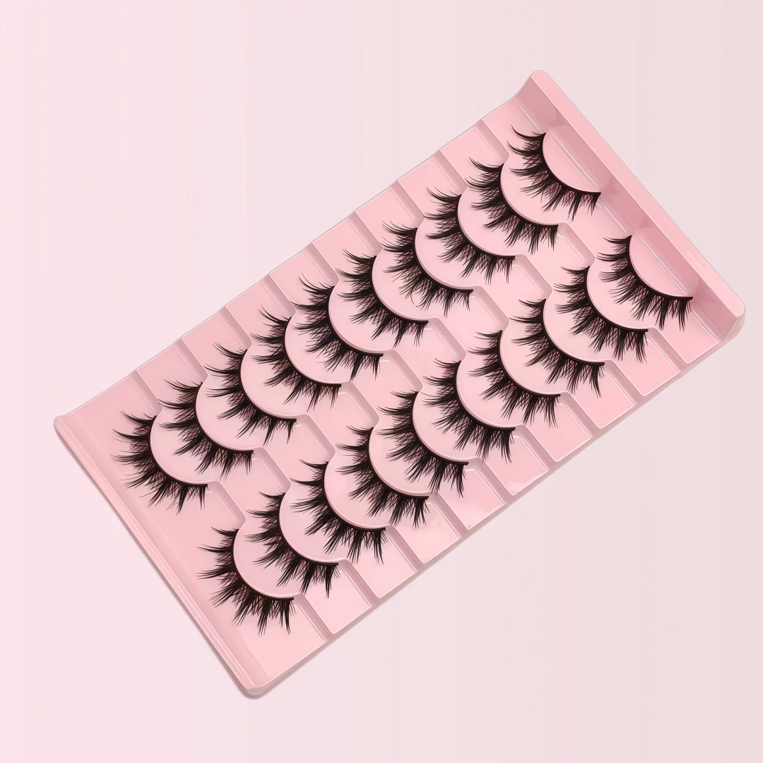 Wimpern 10 Paar Mange Wimpern 3D Katzenaugen-Wimpern Faux Mink Wimpern Natürliche Flauschige Falsche Wimpern Wispy Make-up-Tools – Detail 2