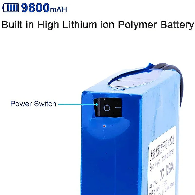 حزمة بطارية ليثيوم بوليمر قابلة لإعادة الشحن 12 فولت 9800 مللي أمبير في الساعة مع شاحن 12.6 فولت لـ CCTV ومضخم الصوت والإلكترونيات المحمولة