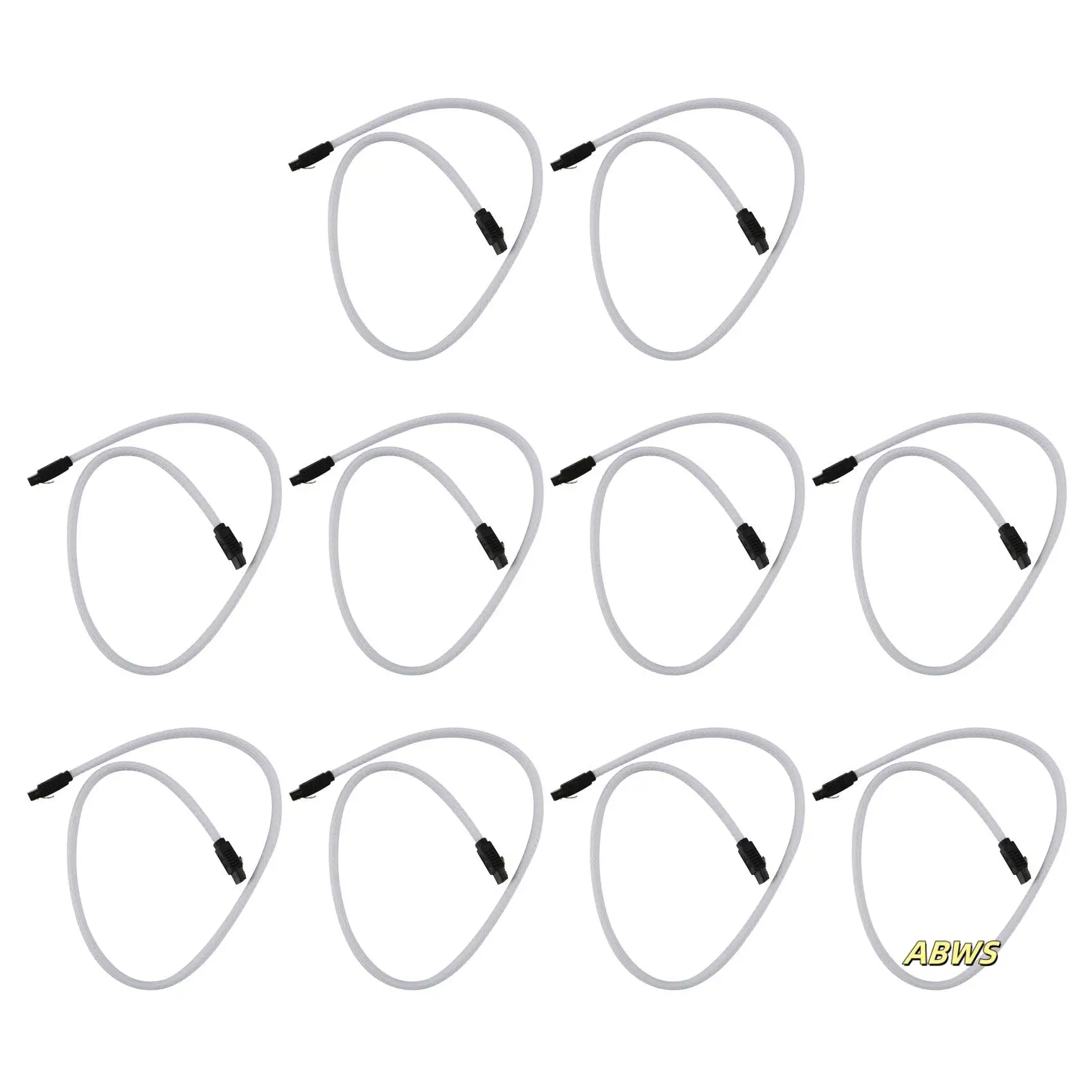 كابل بيانات 10X 50 سم SATA 3.0 III SATA3 7Pin 6 جيجابايت/ثانية كابلات SSD سلك HDD مع إصدار ممتاز بأكمام من النايلون (أبيض)