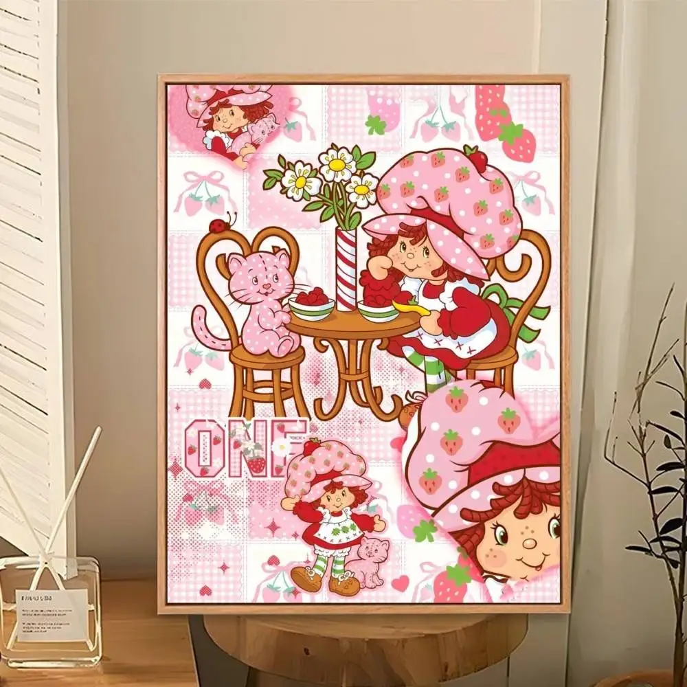 Cute S-Strawberry S-Shortcake-Girl Poster Perfect Space Sticker Self Adhesive for Office Home Theater Wall Art Decor Fancy Gift