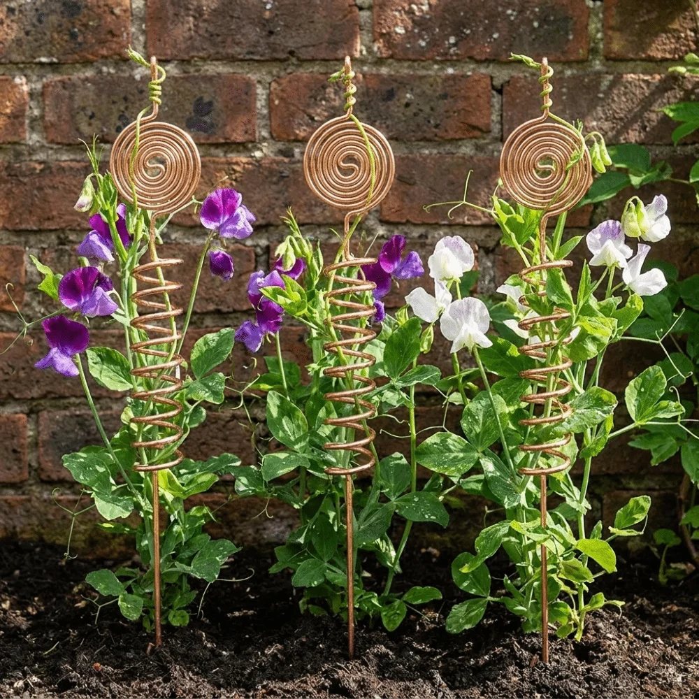 3PCS Copper Electroculture Plant Stakes Durable Plant Stand Plant Support Frame Multi-purpose Gardening Coil Antennas Greenhouse