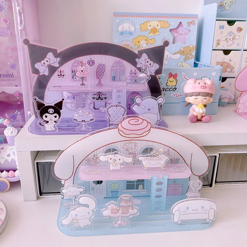 

Sanrio Kuromi My Melody Acrylic House Decorative Standing Plaque Cartoon Cinnamoroll Pompompurin Room Decoration Risers Toys Kid