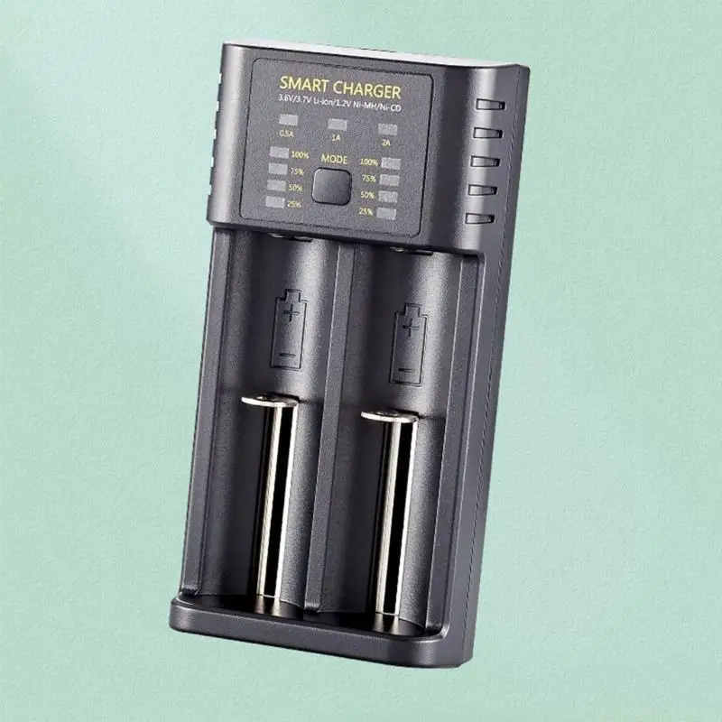 F62C 3.6V/3.7V 2-slot 18650 Lithium-Battery 2CH Solution for 21700/22650/25500/26650 Rechargeable Batteries