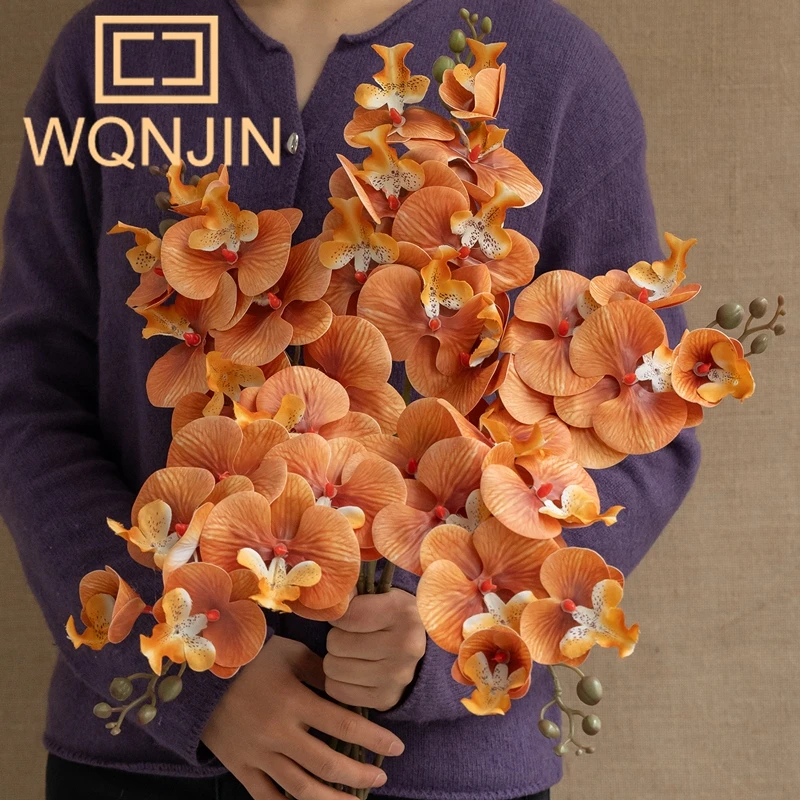 1 Stück Künstlicher Zweig mit Weichen Selbstklebenden Schmetterlingsorchideen für Esstisch, Hotel, Flur, Heimdekoration, Simulierte Blumen