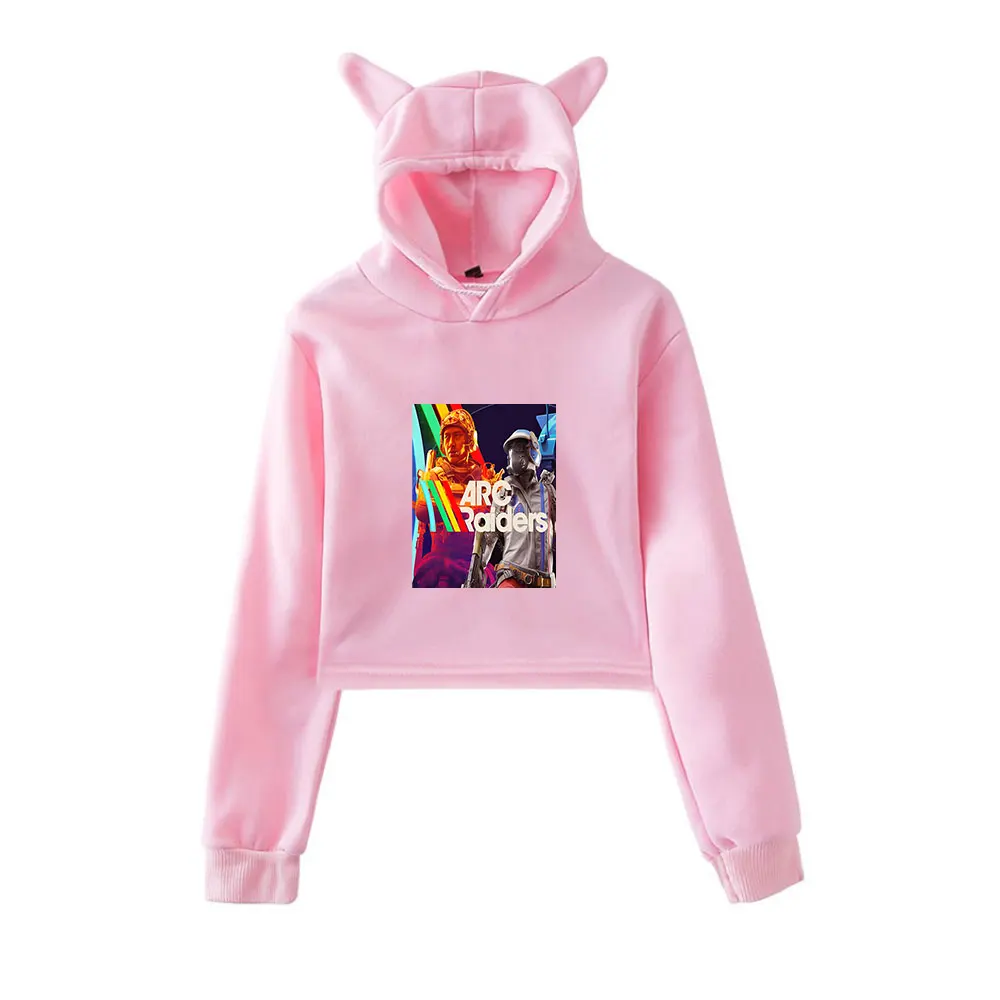 

ARC Raiders Merch винтажная уличная одежда 90-х годов толстовки с капюшоном для девочек укороченный модный спортивный пуловер с кошачьими ушками