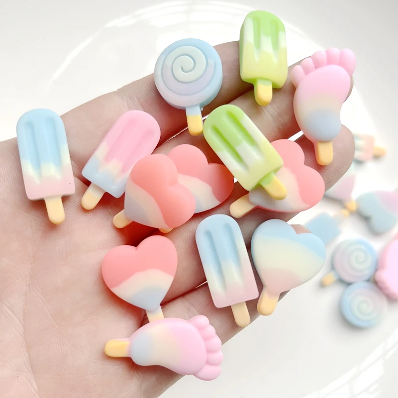 20pcs mix cute mini lollipop ice cream popsicles flat back resin corrugated scrapbook DIY jewelry craft decoration accessories