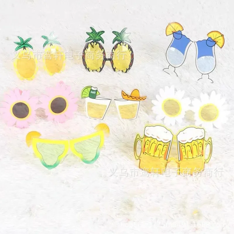 نظارات حفلات شاطئ هاواي ، صدفة مضحكة ، كراب ، عباد الشمس ، فلامنغو ، أناناس ، هاواي سعيد ، ألوها استوائي ، حفلة عيد ميلاد