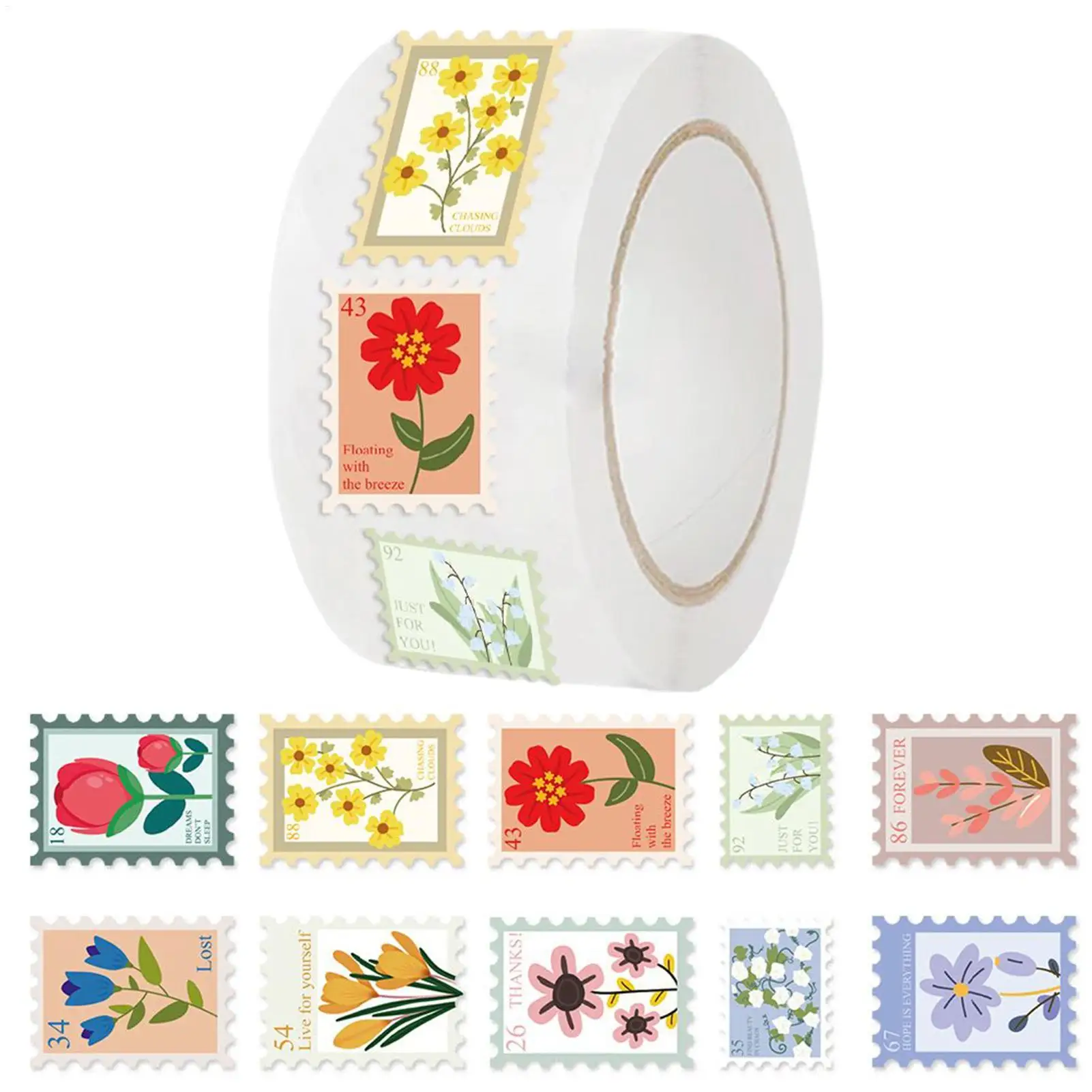 

Self-adhesive stickers 500Pcs Flower Pattern Decorative Stickers Scrapbooking Sticker Label Diary Album Stationery Stamp Sticker