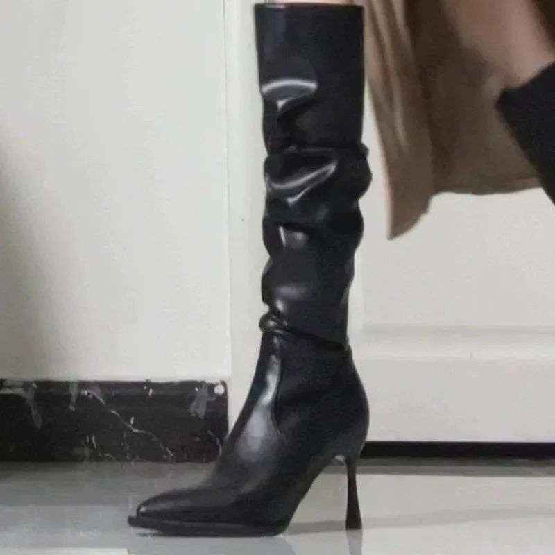 2026 جديد مثير الشتاء النساء أحذية عالية موضة أشار تو كعب ستيليتو أحذية طويلة السيدات أنيقة حذاء برقبة للركبة الأحذية بوتاس #2