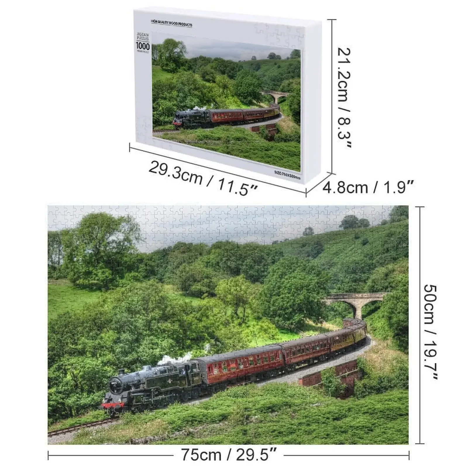 Rompecabezas de ferrocarril North Yorkshire Moors, juguetes personalizados para niños, rompecabezas de madera para adultos