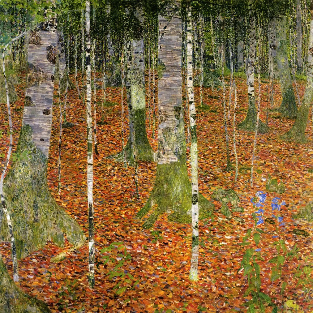 

Birch Forest by Gustav Klimt Hand painted famous painting replica Impression landscape oil painting Modern home wall deco art