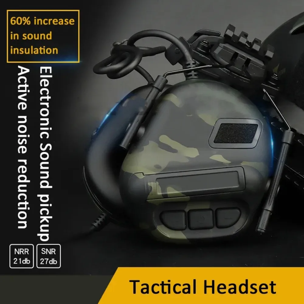 Tactical Helmet Headset Sound Pickup Noise Reduction Shooting Headset CS Wargame Hunting Protective Communication Headphone