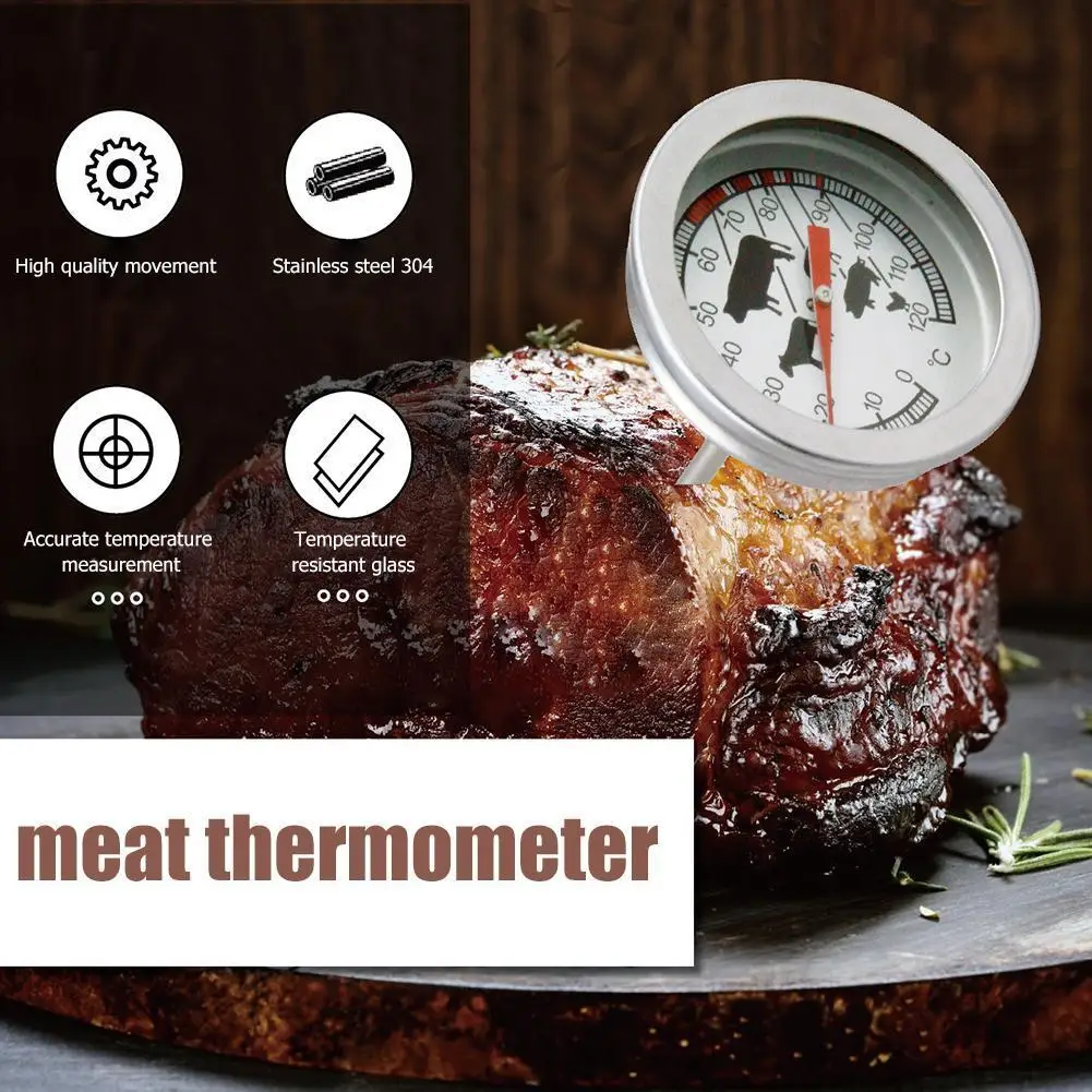 Instant Read Meat Thermometer Stainless Steel Dial Thermometer 4 Inch Probe Deep Fry Thermometer Best for Turkey BBQ Grill